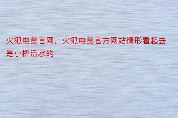 火狐电竞官网，火狐电竞官方网站情形看起去是小桥活水的