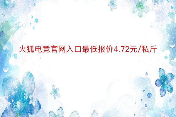 火狐电竞官网入口最低报价4.72元/私斤