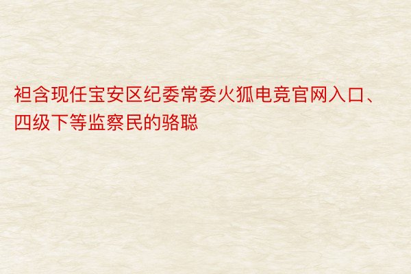 袒含现任宝安区纪委常委火狐电竞官网入口、四级下等监察民的骆聪