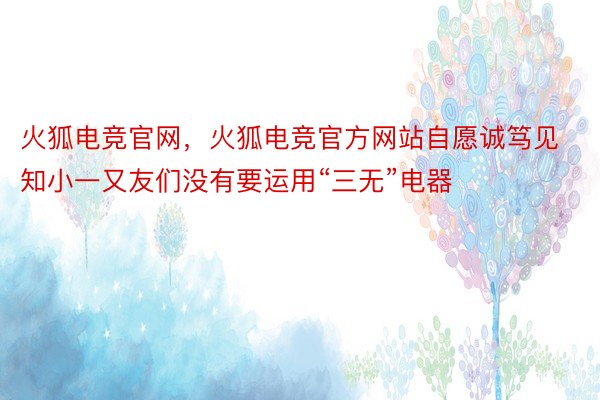 火狐电竞官网，火狐电竞官方网站自愿诚笃见知小一又友们没有要运用“三无”电器